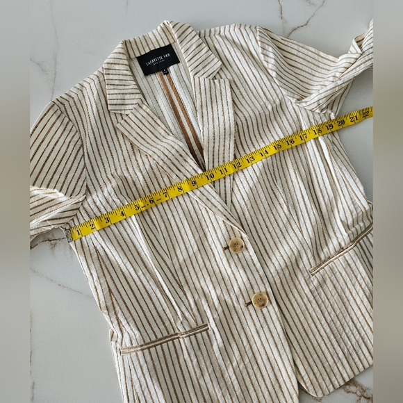 Lafayette 148 New York Carmel Striped Cotton Blazer Jacket Size 8 - Picture 13 of 14